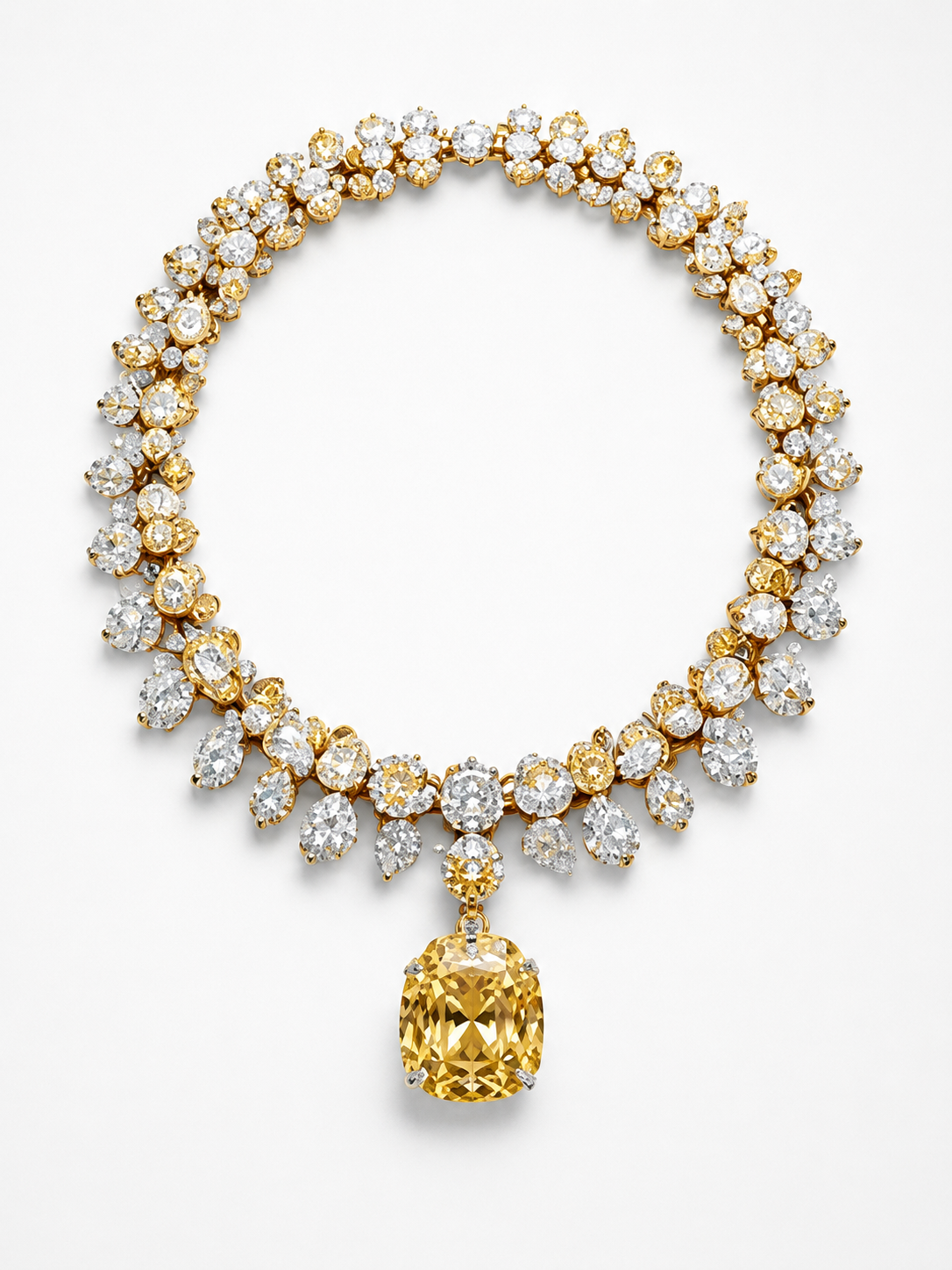 Yellow Diamond & Diamond Necklace